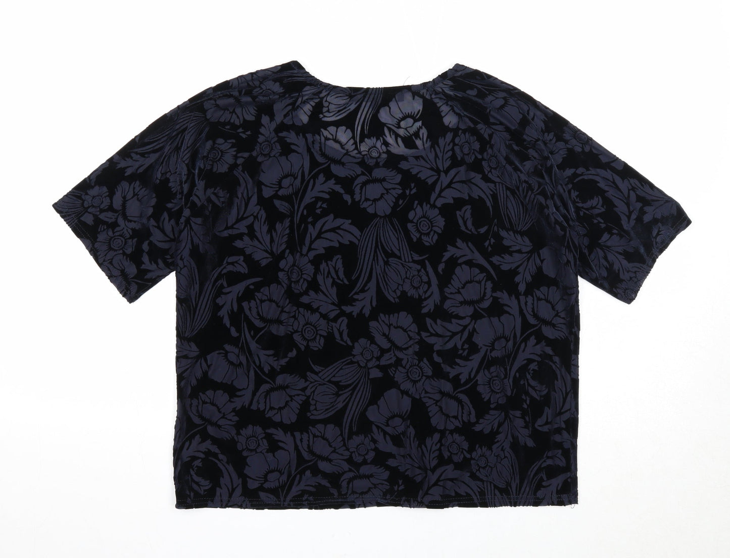 New Look Womens Black Geometric Polyester Basic T-Shirt Size 10 Round Neck