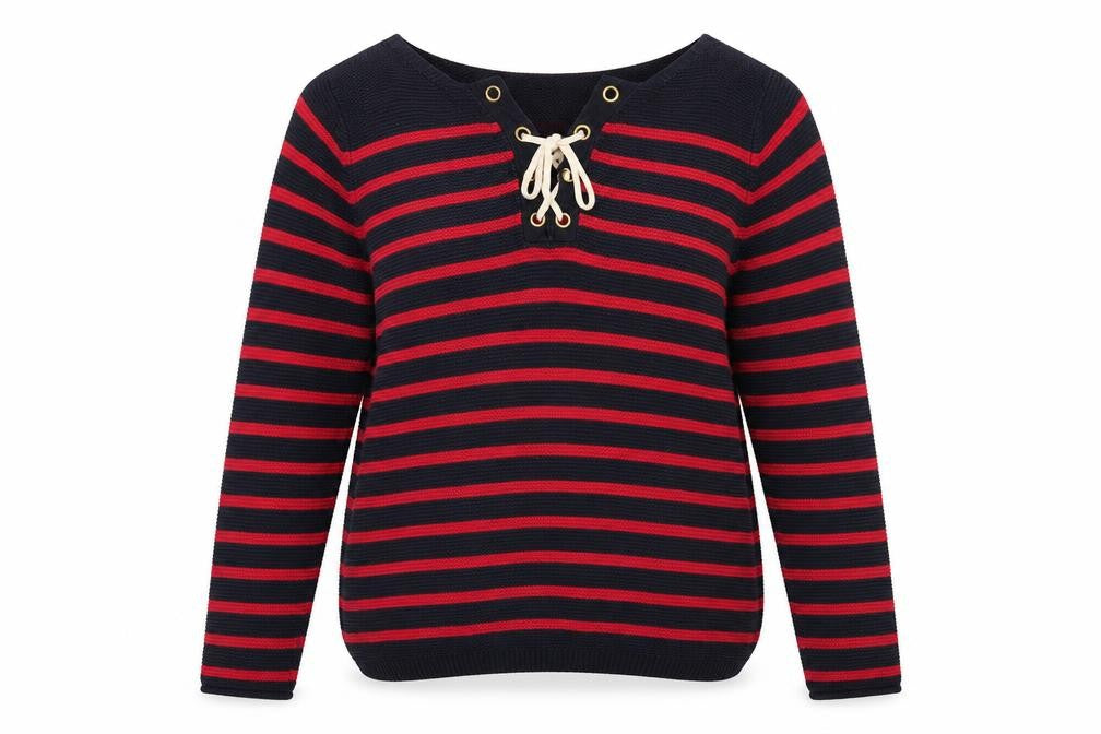 Springfield Womens Red Boat Neck Striped Acrylic Pullover Jumper Size M