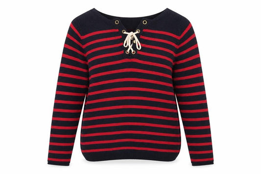 Springfield Womens Red Boat Neck Striped Acrylic Pullover Jumper Size M
