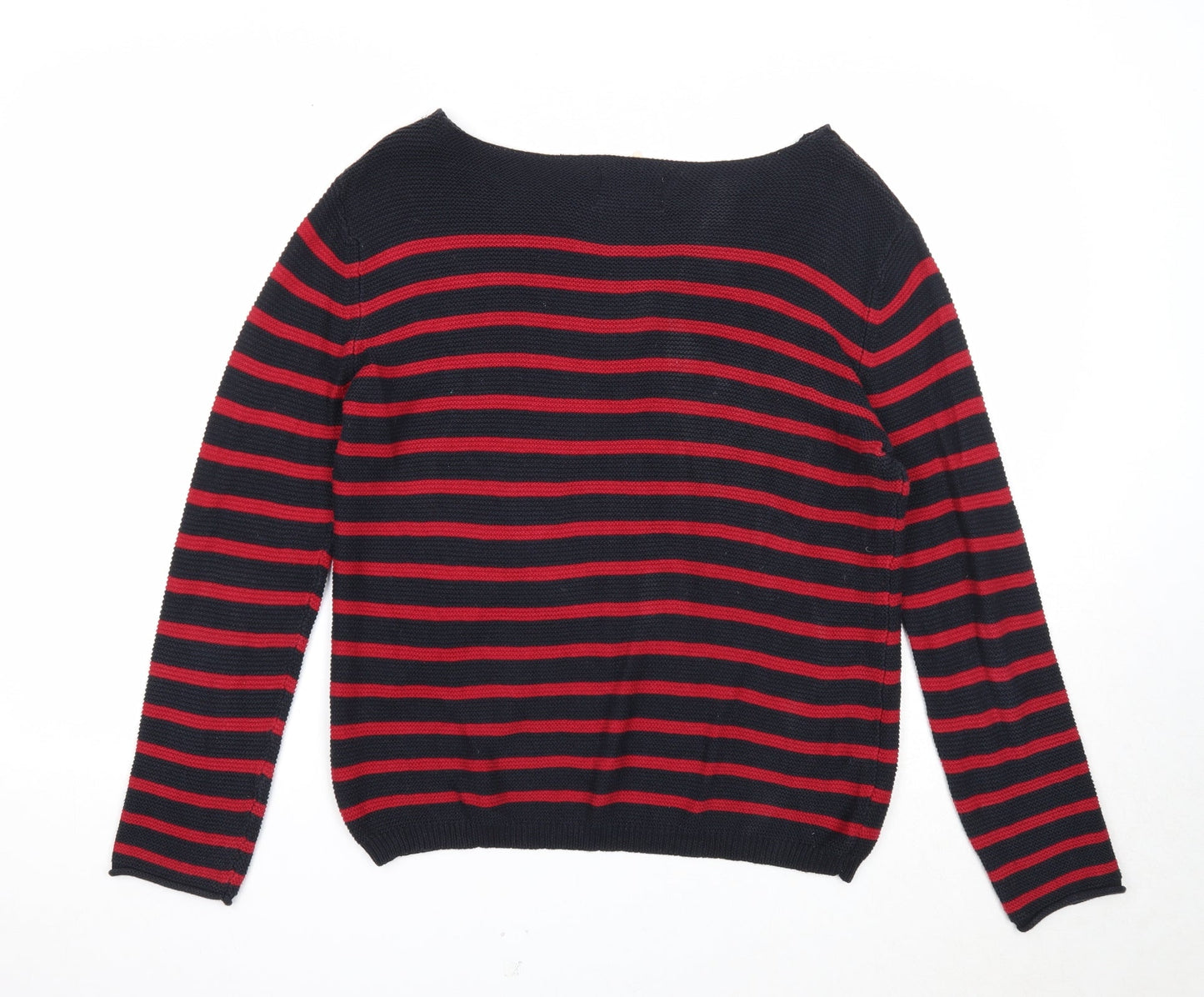 Springfield Womens Red Boat Neck Striped Acrylic Pullover Jumper Size M