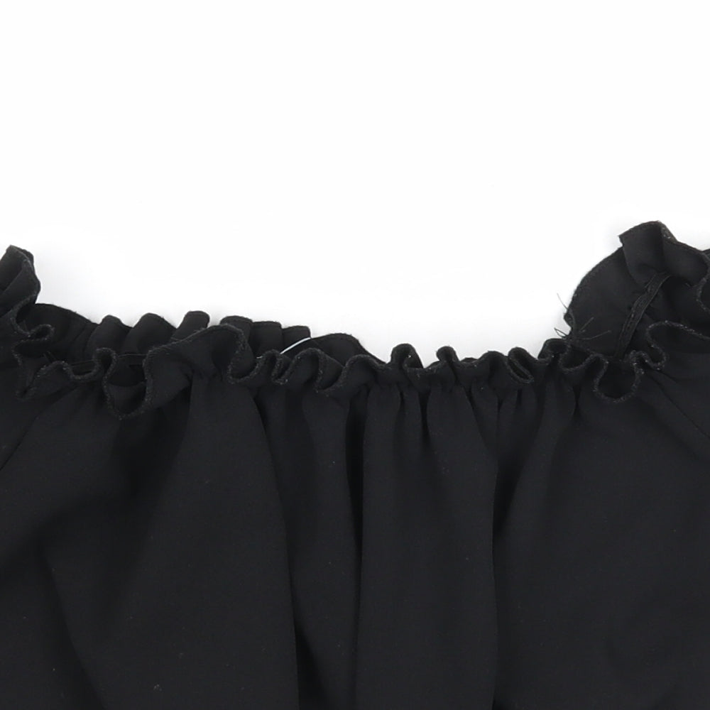 New Look Womens Black Polyester Cropped Tank Size 6 Square Neck