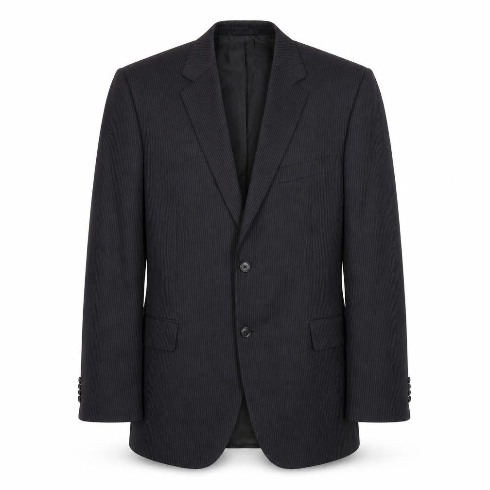F&F Mens Black Striped Polyester Jacket Suit Jacket Size 44 Regular