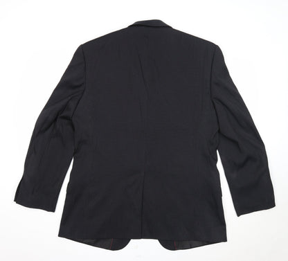 F&F Mens Black Striped Polyester Jacket Suit Jacket Size 44 Regular