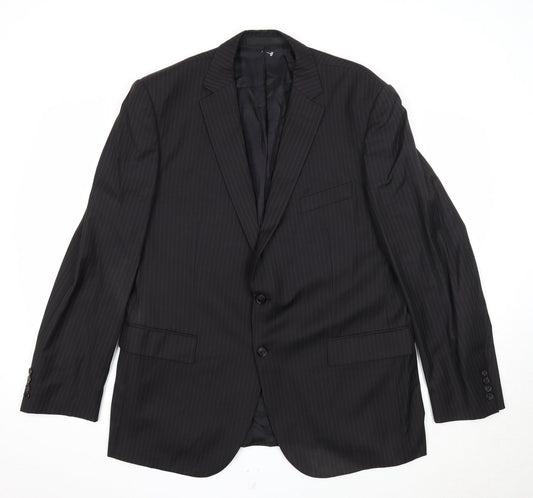 Marks and Spencer Mens Black Striped Wool Jacket Suit Jacket Size 44 Regular
