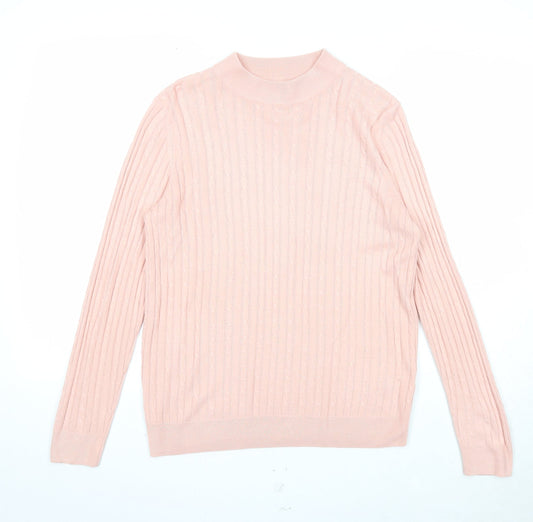 Marks and Spencer Womens Pink Round Neck Acrylic Pullover Jumper Size 10