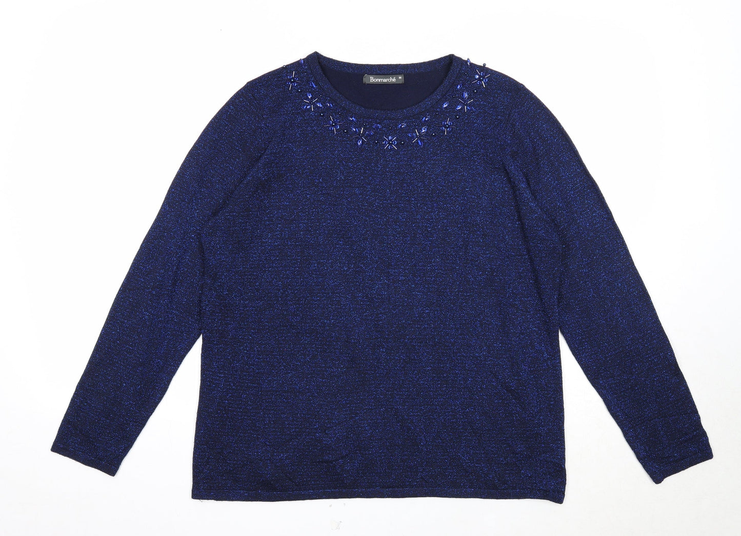 Bonmarché Womens Blue Roll Neck Acrylic Pullover Jumper Size M