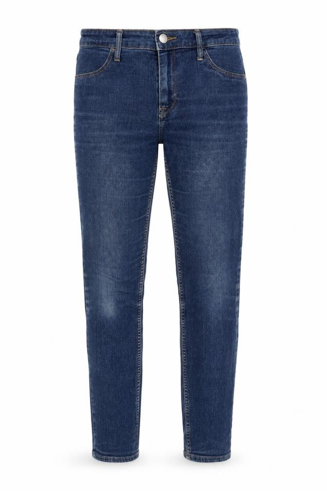 Preworn Womens Blue Cotton Straight Jeans Size 32 in Regular Zip