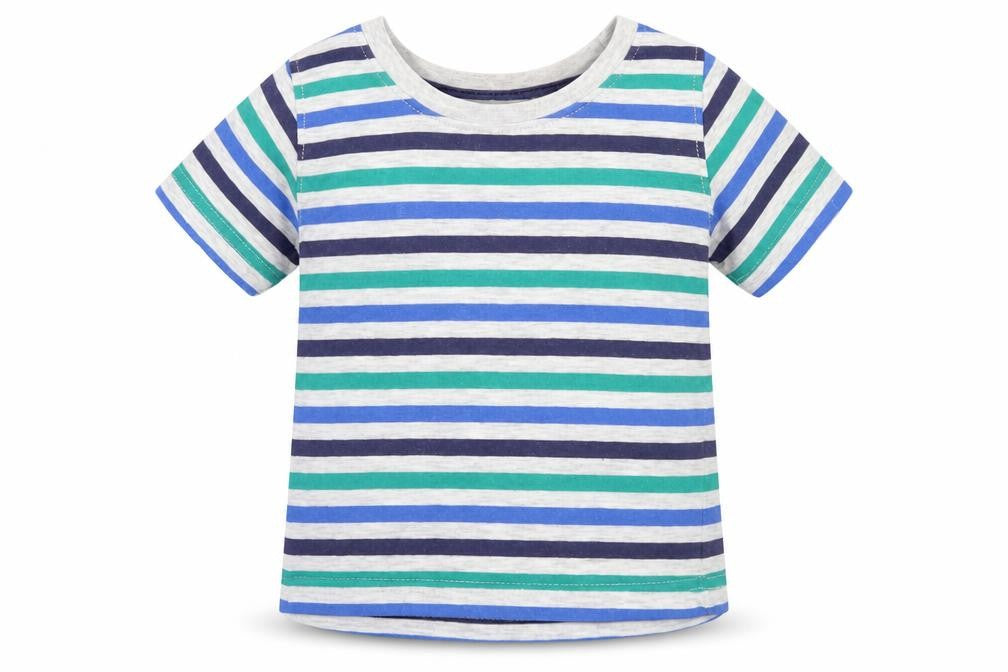 Rebel Boys Multicoloured Striped Cotton Basic T-Shirt Size 12-18 Months Round Neck Pullover