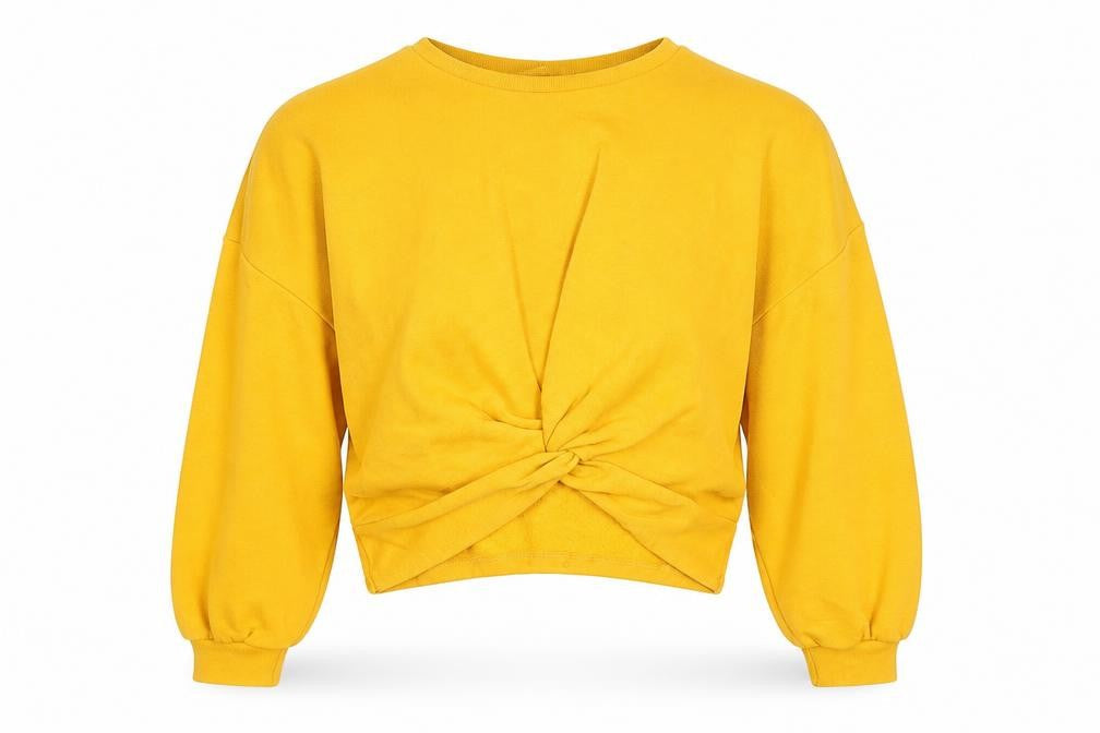 Divided Womens Yellow Cotton Pullover Sweatshirt Size S Pullover - Knot Front