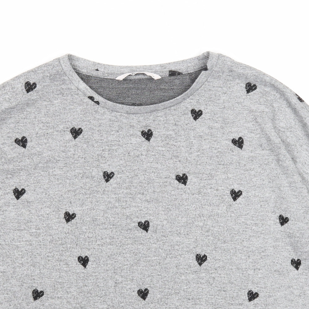 TU Womens Grey Boat Neck Geometric Polyester Pullover Jumper Size 12 - Heart Pattern