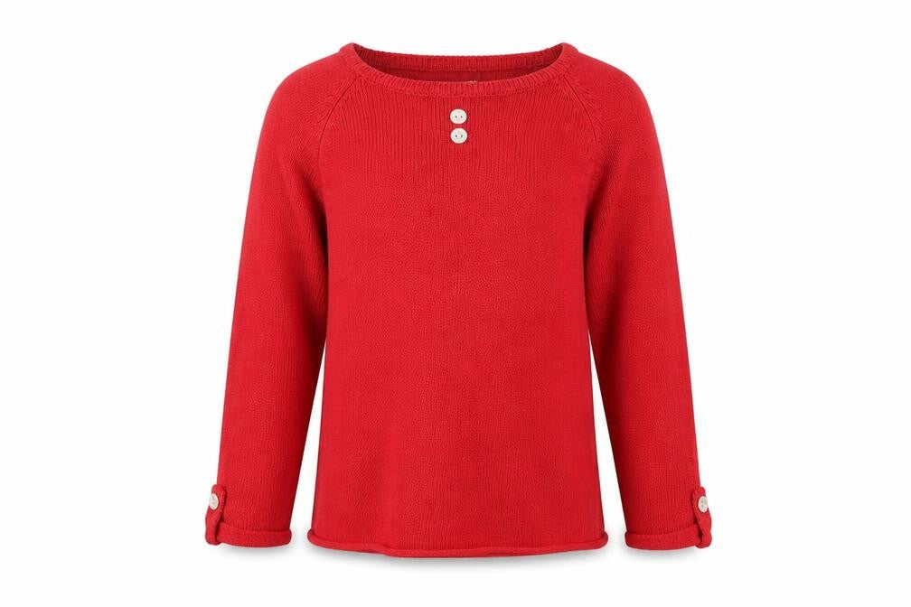 Essentiel Girls Red Round Neck Acrylic Pullover Jumper Size 4 Years Pullover