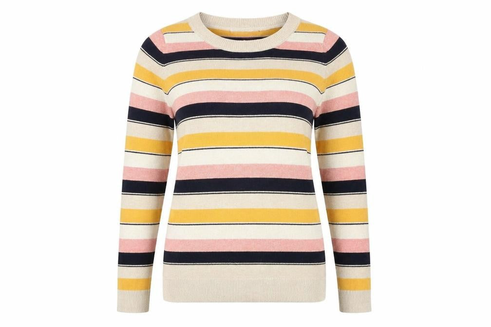 NEXT Womens Multicoloured Boat Neck Striped Polyester Pullover Jumper Size 14