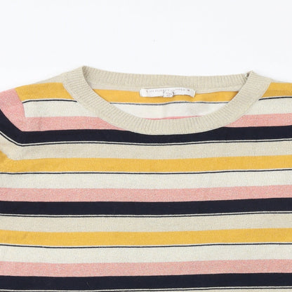 Next Womens Multicoloured Boat Neck Striped Polyester Pullover Jumper Size 14