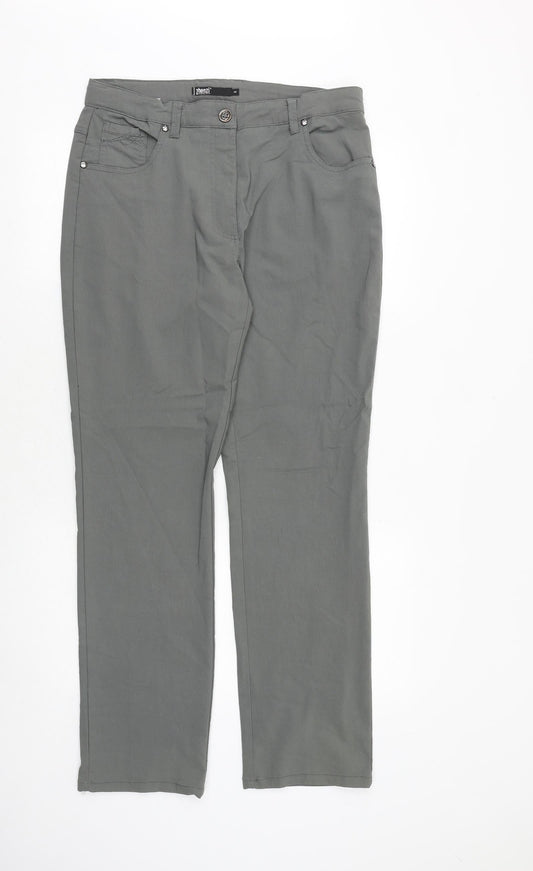 Zhenzi Womens Green Viscose Trousers Size 14 Relaxed Zip
