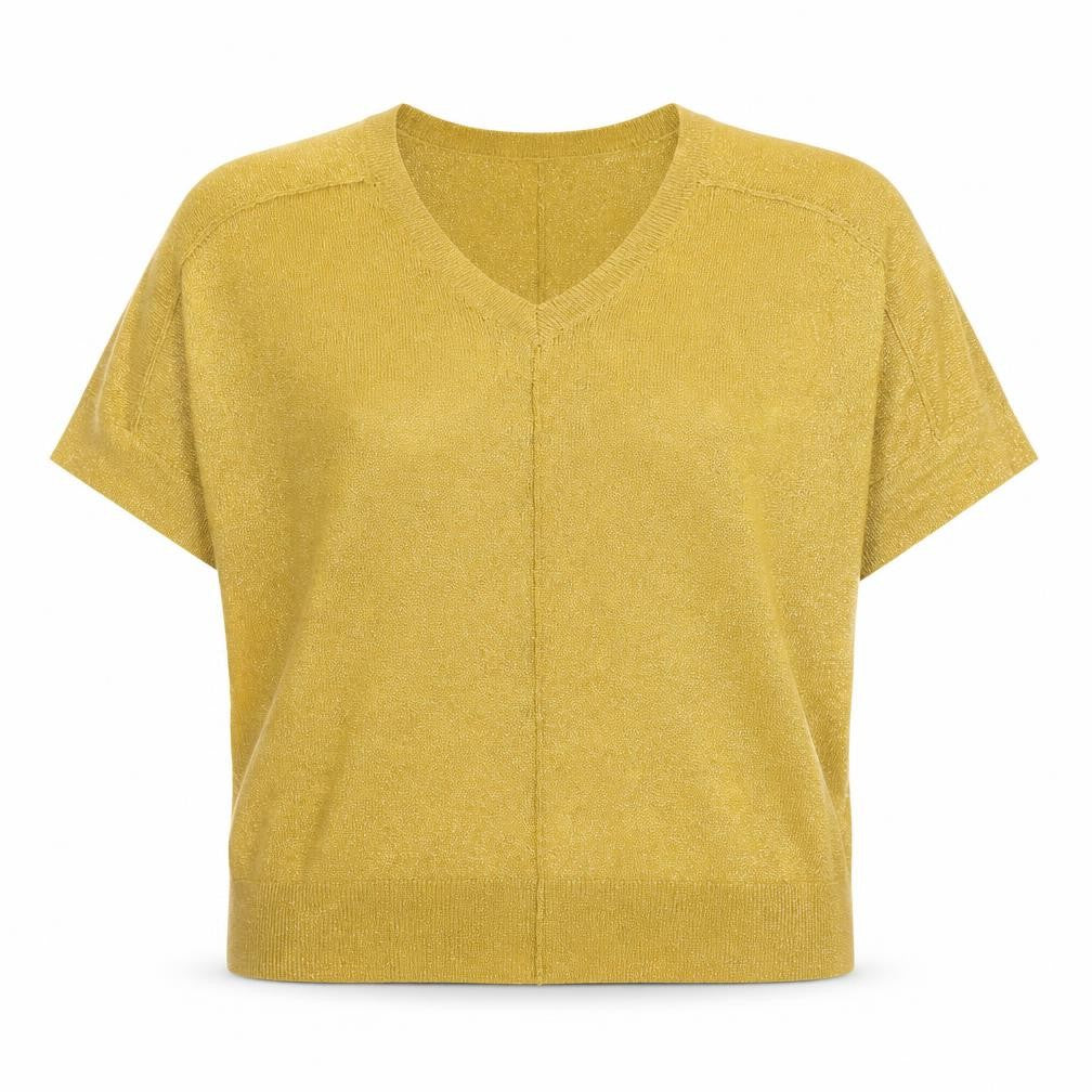 F&F Womens Gold V-Neck Viscose Pullover Jumper Size 8