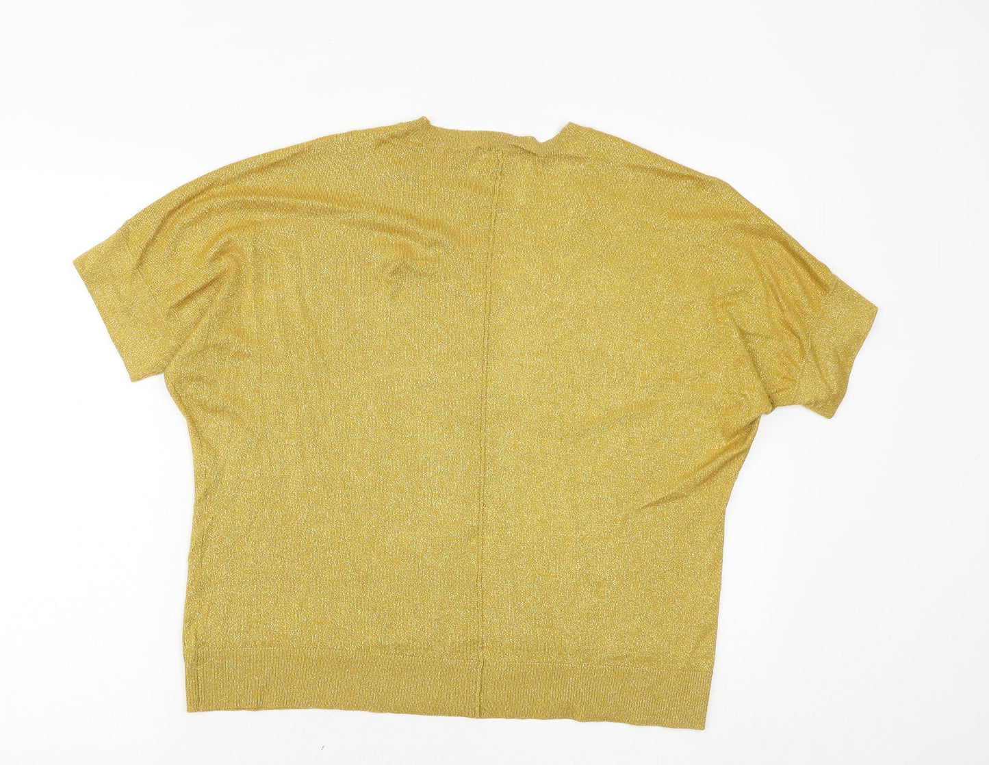 F&F Womens Gold V-Neck Viscose Pullover Jumper Size 8