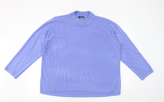 Bonmarché Womens Blue Mock Neck Acrylic Pullover Jumper Size XL