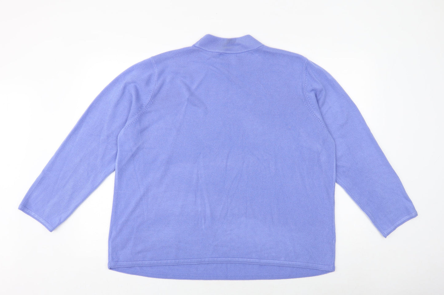 Bonmarché Womens Blue Mock Neck Acrylic Pullover Jumper Size XL