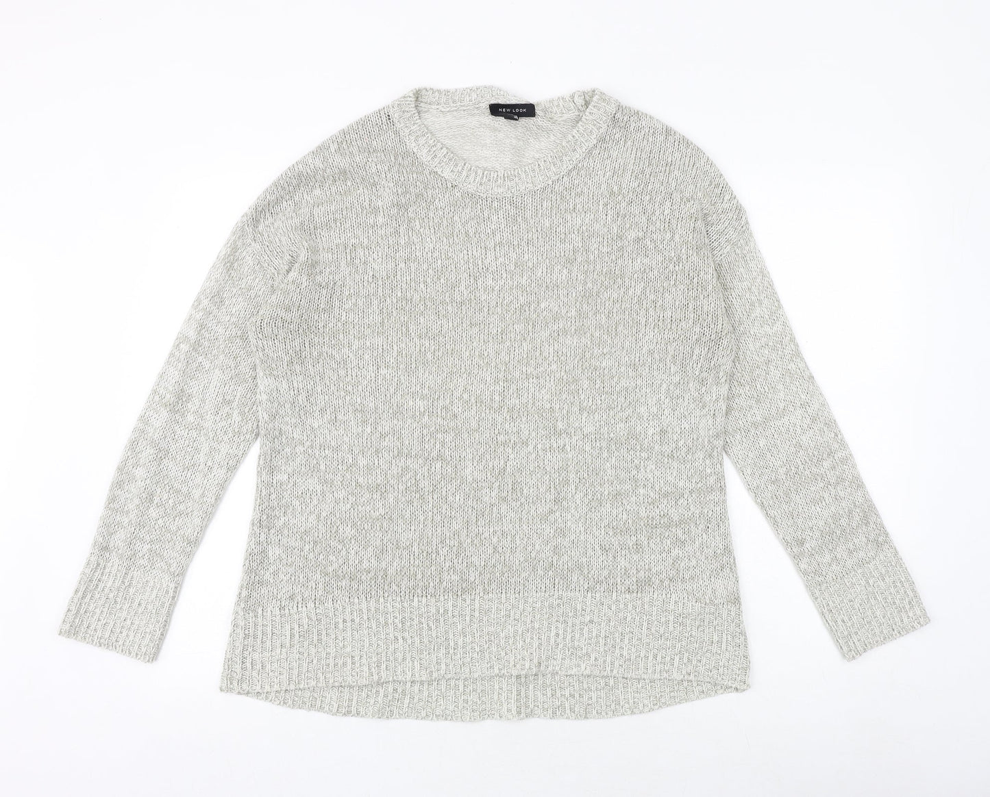 New Look Womens Grey Boat Neck Acrylic Pullover Jumper Size L