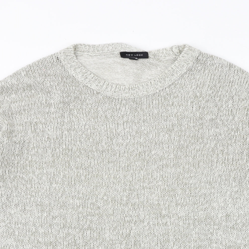New Look Womens Grey Boat Neck Acrylic Pullover Jumper Size L