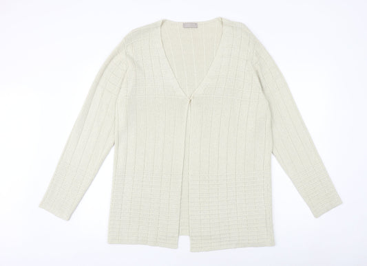 House of Fraser Womens Beige V-Neck Acrylic Cardigan Jumper Size M
