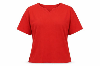 Paramour Womens Red Cotton Basic T-Shirt Size S V-Neck - Size S-M