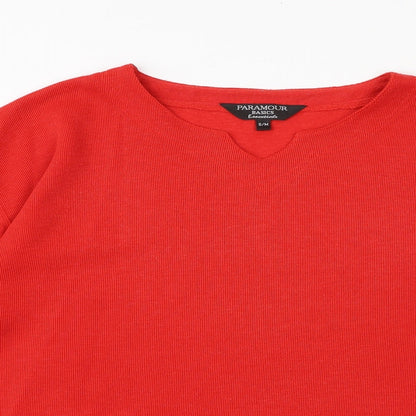 Paramour Womens Red Cotton Basic T-Shirt Size S V-Neck - Size S-M