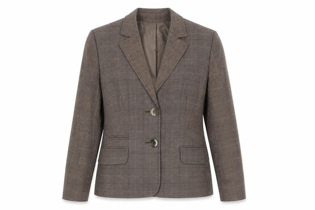 AMARANTO Womens Brown Plaid Viscose Jacket Suit Jacket Size 14