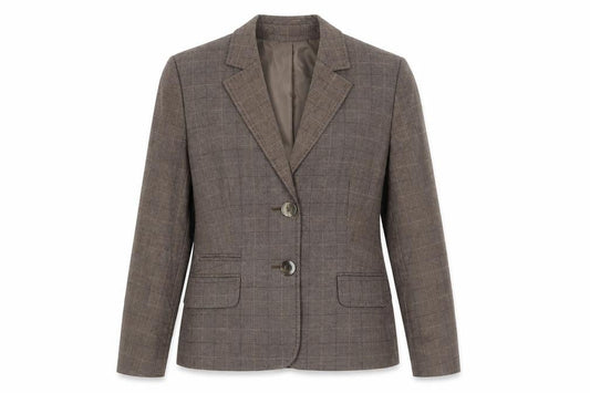 AMARANTO Womens Brown Plaid Viscose Jacket Suit Jacket Size 14