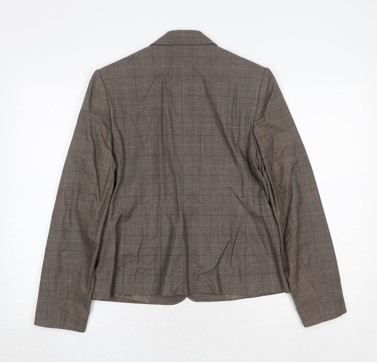 AMARANTO Womens Brown Plaid Viscose Jacket Suit Jacket Size 14