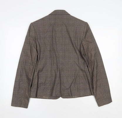 AMARANTO Womens Brown Plaid Viscose Jacket Suit Jacket Size 14