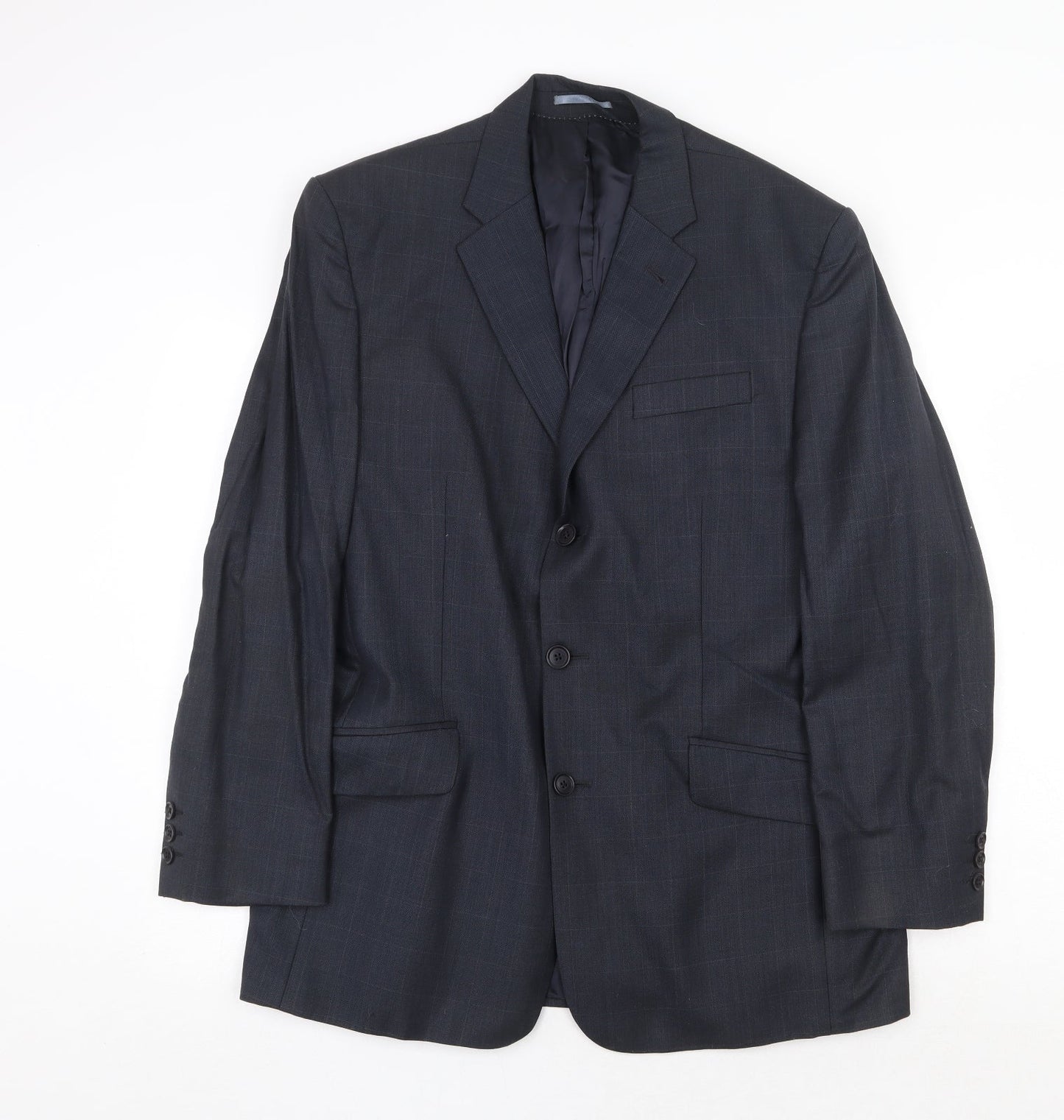 NEXT Mens Blue Check Wool Jacket Suit Jacket Size 40 Regular