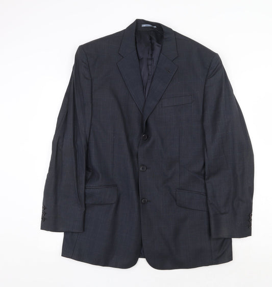 NEXT Mens Blue Check Wool Jacket Suit Jacket Size 40 Regular