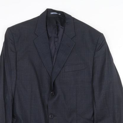 Next Mens Blue Check Wool Jacket Suit Jacket Size 40 Regular