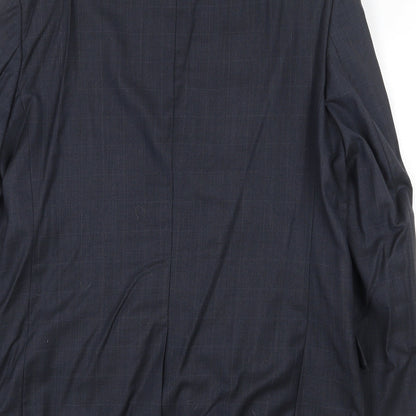 Next Mens Blue Check Wool Jacket Suit Jacket Size 40 Regular
