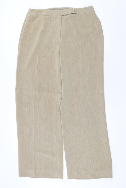 Alex & Co Womens Beige Polyester Trousers Size 14 Regular Zip