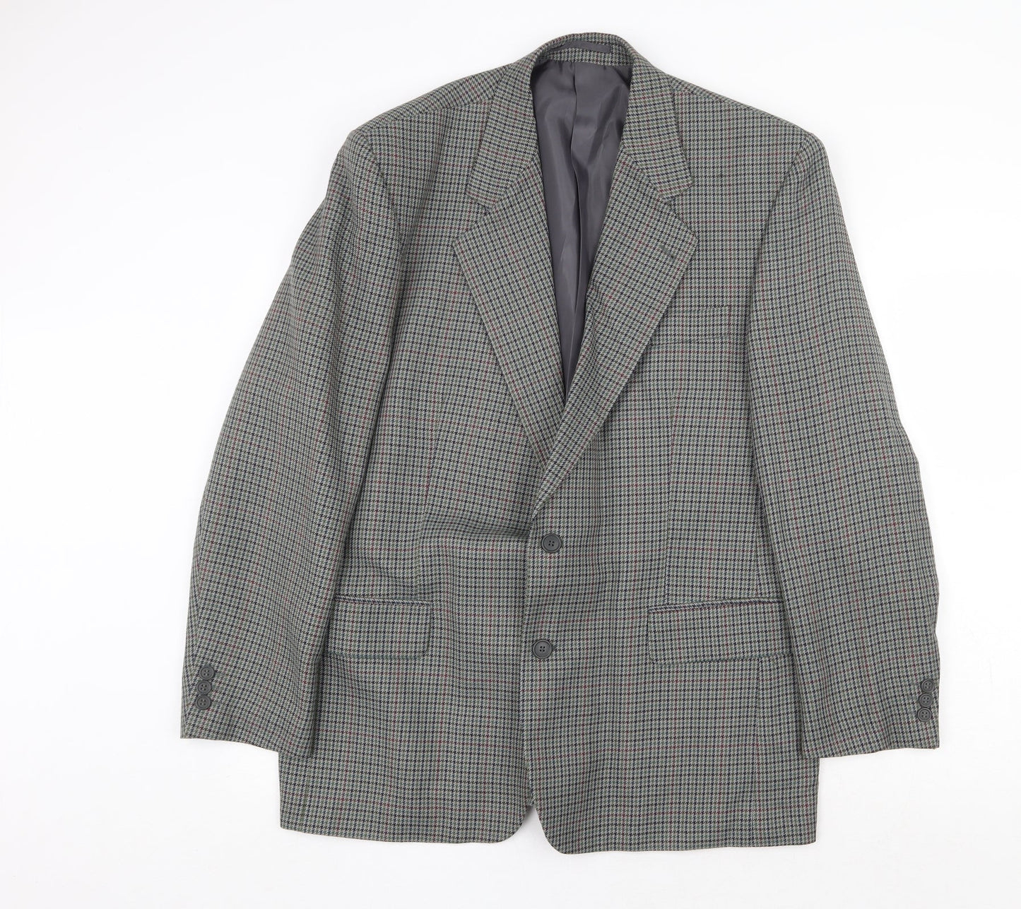 Essentials Mens Grey Geometric Polyester Jacket Blazer Size 44 Regular