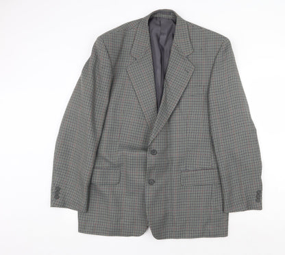 Essentials Mens Grey Geometric Polyester Jacket Blazer Size 44 Regular