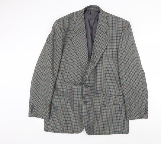 Essentials Mens Grey Geometric Polyester Jacket Blazer Size 44 Regular