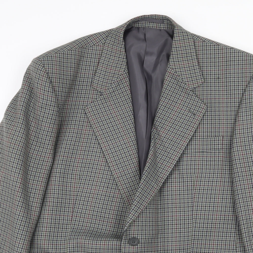 Essentials Mens Grey Geometric Polyester Jacket Blazer Size 44 Regular