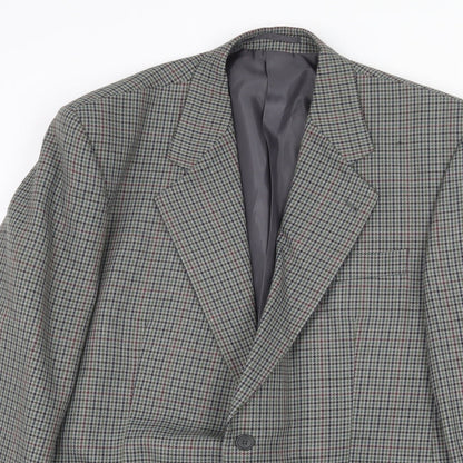 Essentials Mens Grey Geometric Polyester Jacket Blazer Size 44 Regular