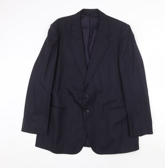 St Michael Mens Blue Striped Wool Jacket Suit Jacket Size 44 Regular