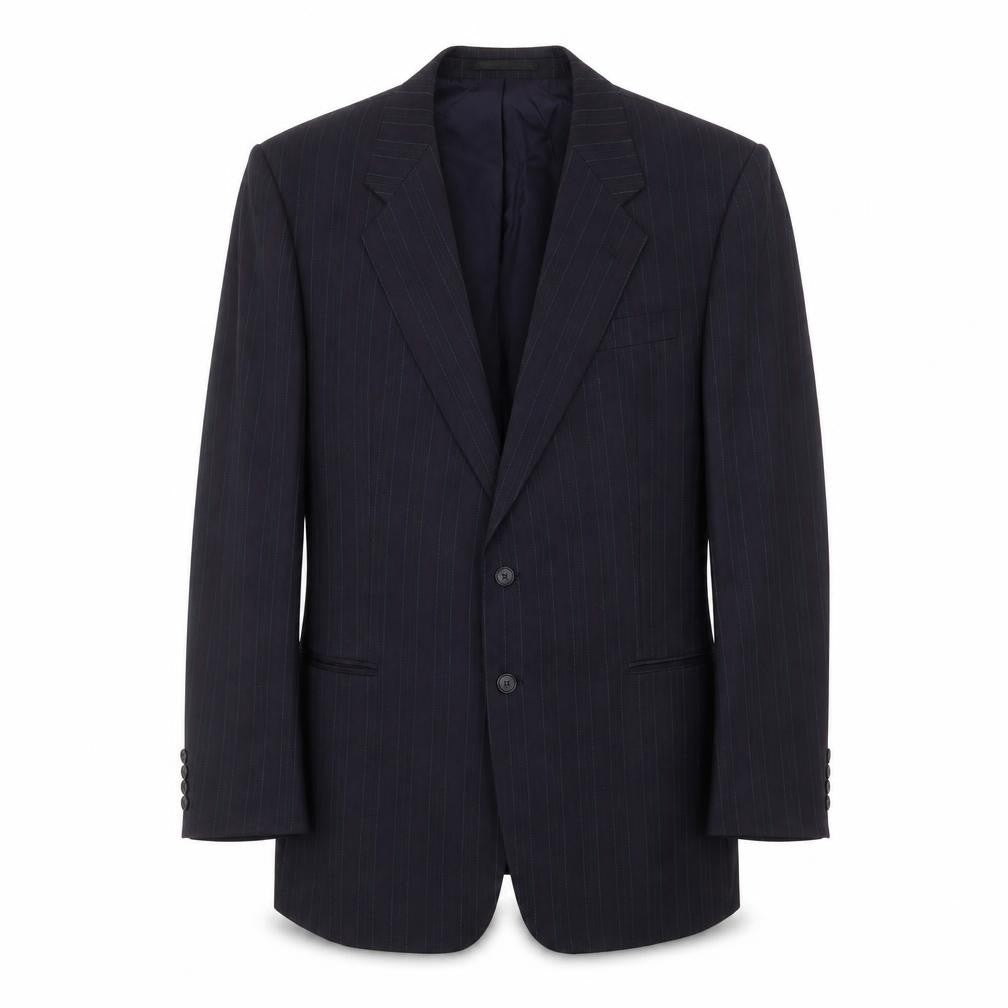 St Michael Mens Blue Striped Wool Jacket Suit Jacket Size 44 Regular
