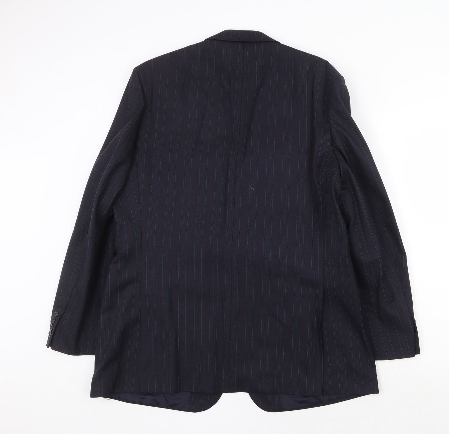 St Michael Mens Blue Striped Wool Jacket Suit Jacket Size 44 Regular