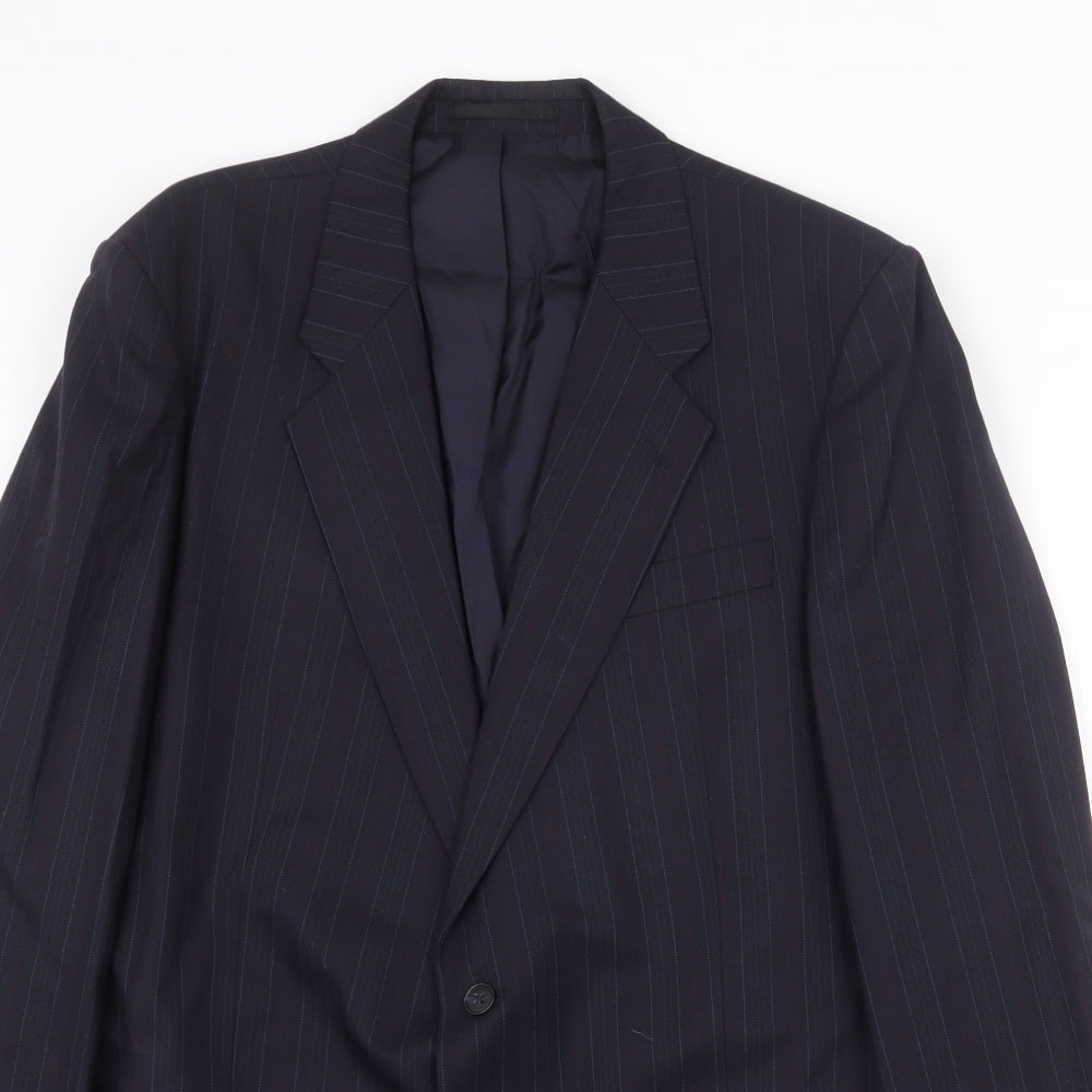 St Michael Mens Blue Striped Wool Jacket Suit Jacket Size 44 Regular