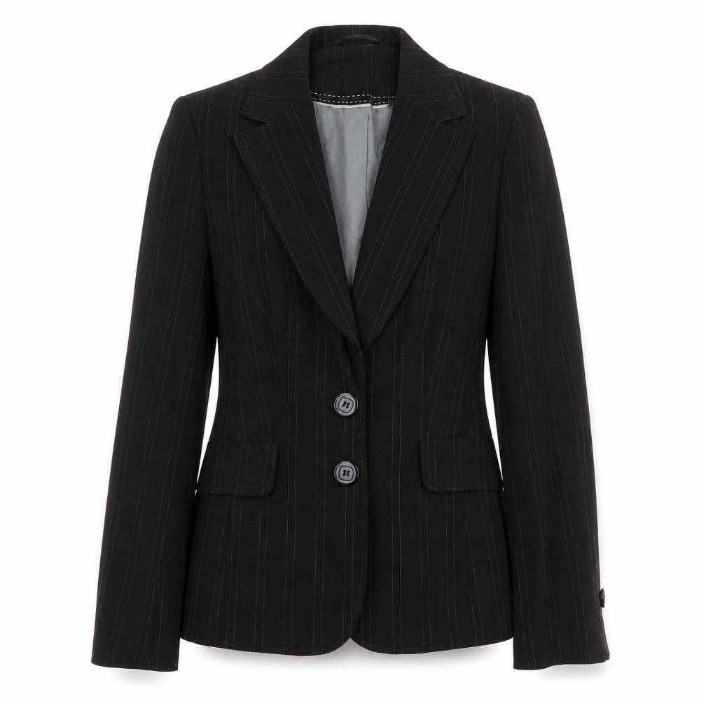 Autonomy Womens Black Striped Polyester Jacket Suit Jacket Size 8