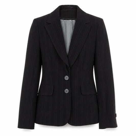Autonomy Womens Black Striped Polyester Jacket Suit Jacket Size 8