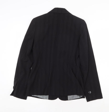 Autonomy Womens Black Striped Polyester Jacket Suit Jacket Size 8