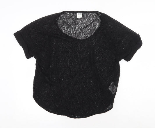 Vera Moda Womens Black Polyester Basic T-Shirt Size S Round Neck - Overlay Top