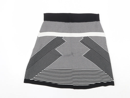 Olive + Oak Womens Black Geometric Viscose A-Line Skirt Size S